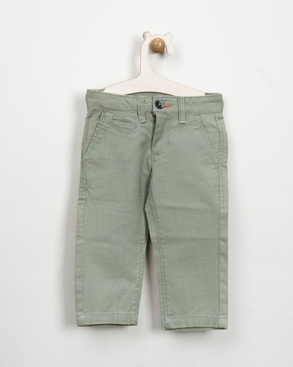 BeeLittle Sage Green Trousers-Olive-Cotton-For Infants