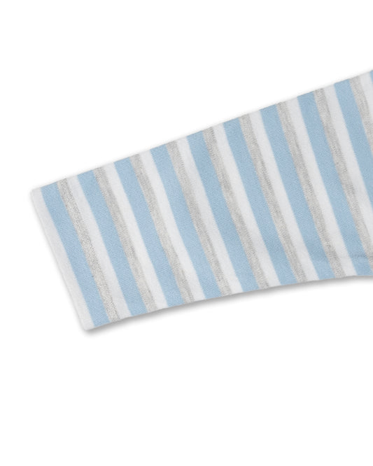 Tiny Twig White & Blue Winter Wear Sweatshirt-SBE Stripes-Organic Cotton-For Infants