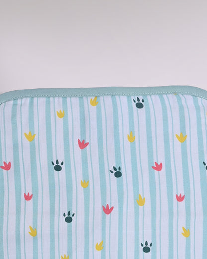 Twingle 100% Organic Muslin Wash Cloths-Soft Terry on the Back for maximum Absorbency-Built In Loop for Everyday Convenience-Dino Dare & Paw Strokes Print-Pack of 2-For Infants