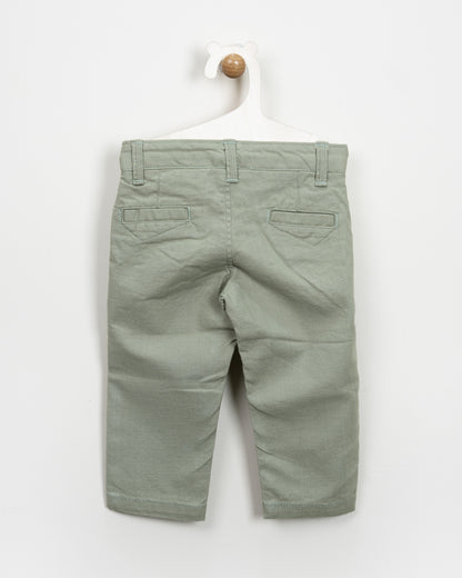 BeeLittle Sage Green Trousers-Olive-Cotton-For Infants