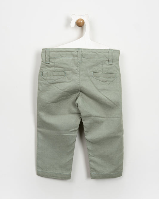 BeeLittle Sage Green Trousers-Olive-Cotton-For Infants