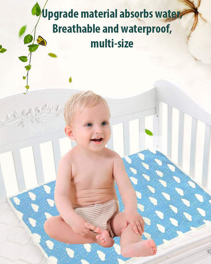 Syga Waterproof Diaper Changing Mat And Mattress Protector-Multilayer-Blue Cloud Design