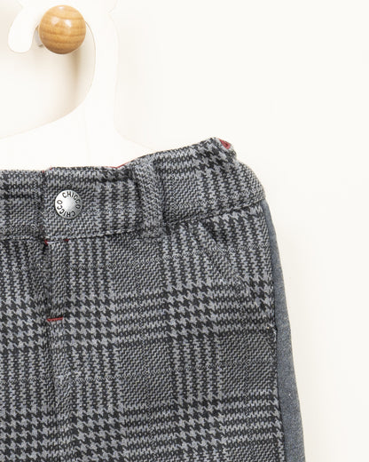 Chicco Medium Grey Trouser-Checked-Cotton-For Infants