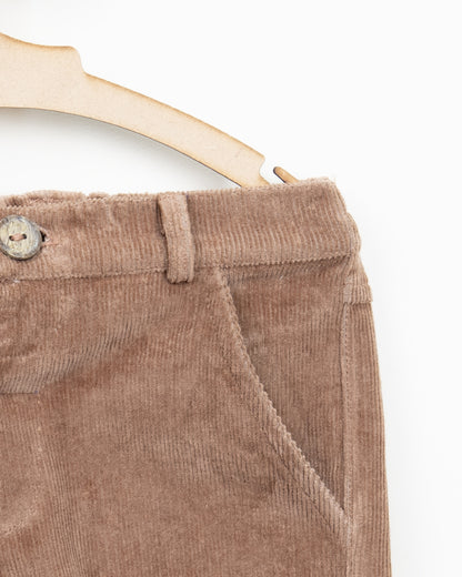 Tiny Twig Brown Trousers-Cafe-Corduroy-For Infants