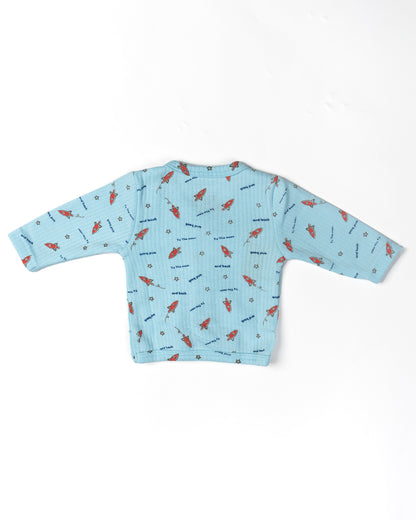 Bodycare Blue Winter Wear Thermal Set-Rocket-Cotton-For Infants