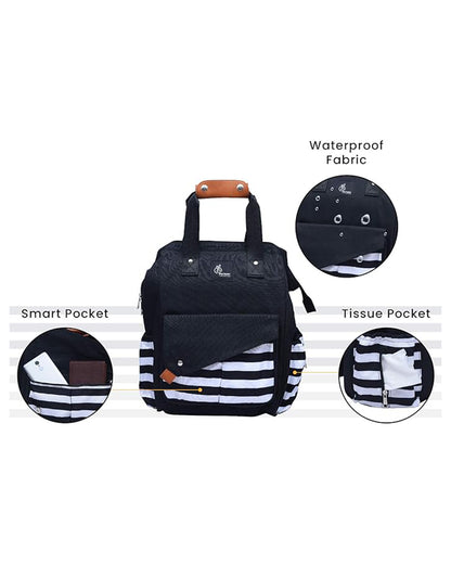 R For Rabbit Caramello Delight Diaper Bag-Backpack-With Changing Pad & Insulated Bottle Pocket-Black