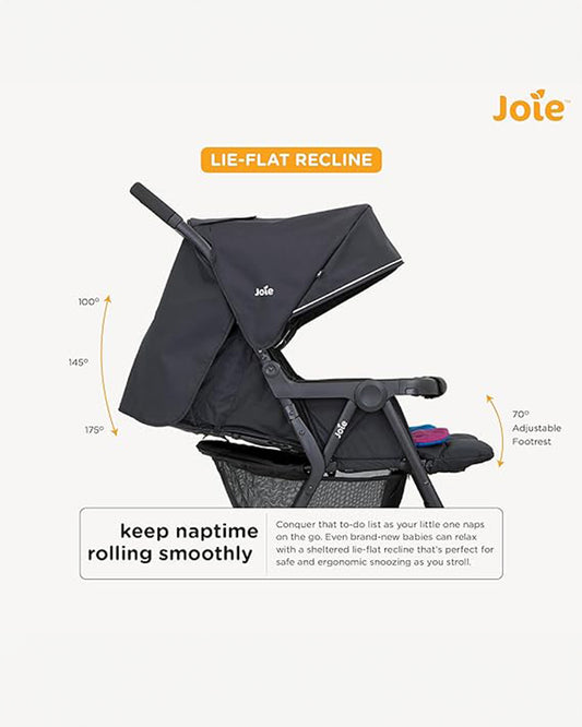 Joie Aire Twin Baby Stroller-Reversible Seat Liners-Automatic Fold Lock-Pram for 0 to 3Y (Upto 15 Kg Each Seat)-Nectar & Mineral