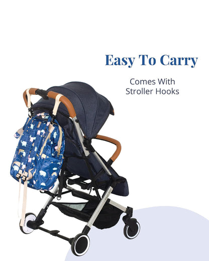 Polka Tots Multi-functional Diaper Bag-Backpack-With Stroller Hooks-Blue Elephant