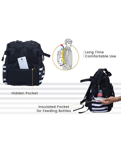 R For Rabbit Caramello Delight Diaper Bag-Backpack-With Changing Pad & Insulated Bottle Pocket-Black