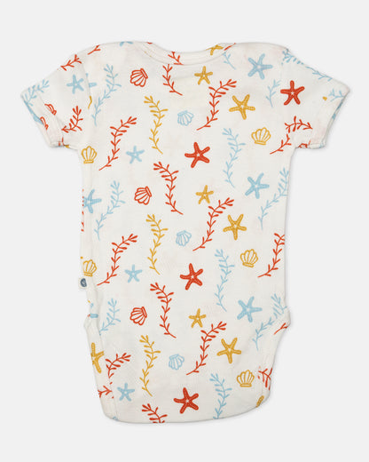 Cotton Bug White Bodysuit-Sea World-Organic Cotton-Half Sleeves-Pack of 3-For Infants