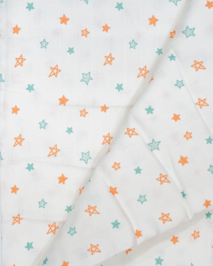 BeeLittle Organic Muslin Swaddles-Twinkle Twinkle & Peach Mania-Pack of 2-Infant Wraps