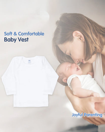 Hopop White Vest-Solid-Cotton-Pack of 3-For Infants