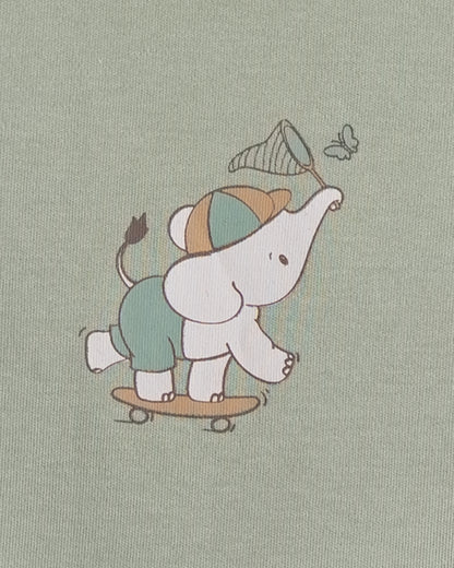 Twingle 100% Organic Cotton Bodysuit-Envelope Neck for Easy Dressing-Nickel Free Snaps-Short Sleeves-Solid-Sage Green-For Infants