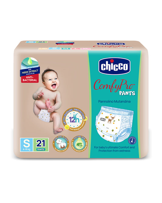 Chicco ComfyPro Diaper Pants-Small (4-8 Kg)-With Wetness Indicator & Anti-Bacterial Protection