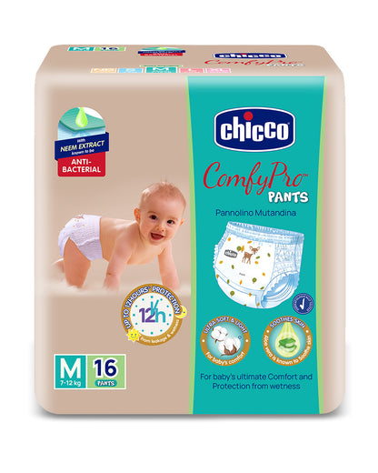 Chicco ComfyPro Diaper Pants-Medium (7-12 Kg)-With Wetness Indicator & Anti-Bacterial Protection