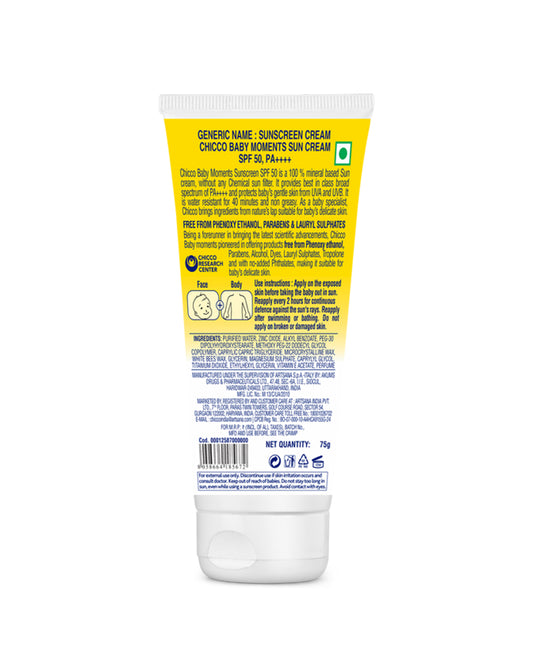 Chicco Baby Moments SPF 50 Mineral Sunscreen-With Zinc Oxide-Water Resistant