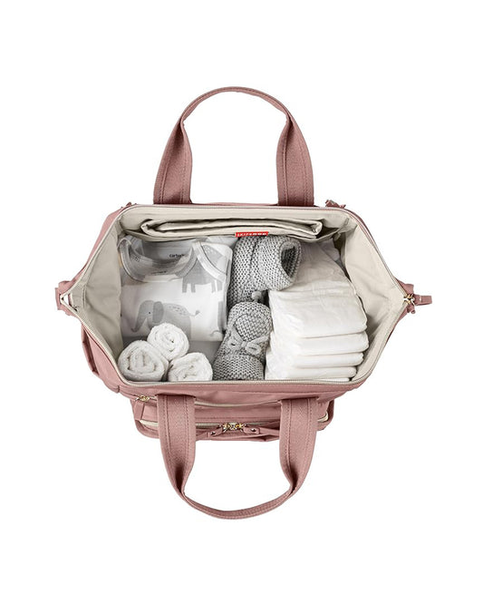 Skip Hop Mainframe Diaper Bag-Backpack-With Changing Pad-Wide Open & Stays Put-Pink