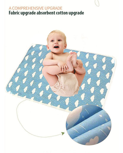 Syga Waterproof Diaper Changing Mat And Mattress Protector-Multilayer-Blue Cloud Design