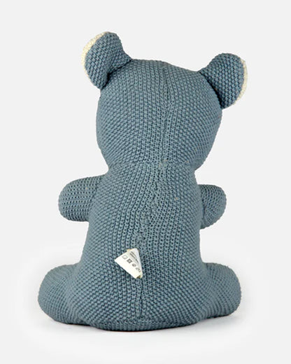 Bambini Sterling Blue Harry Bear Knitted Soft Toy-Improves Tactile Stimulation-Plush Cuddly Toy For Newborn