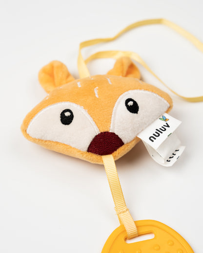 nuluv Fox Rattle Teether Toy-Plush Rattle-Smooth Edges-BPA and PVC Free-Orange-3M+