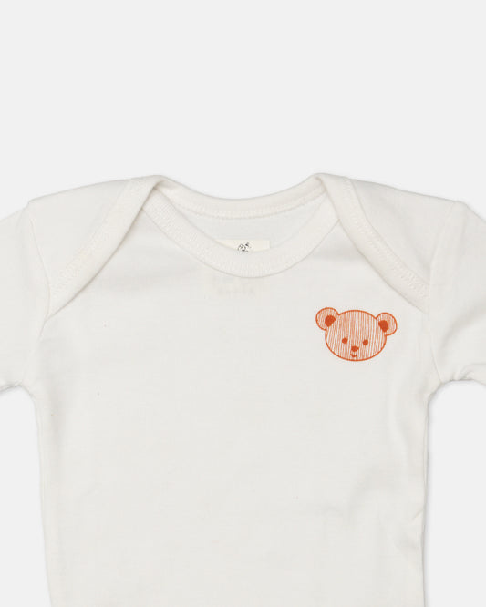 Cotton Bug White & Pink Bodysuit-Teddy-Organic Cotton-Full Sleeves-Pack of 3-For Infants