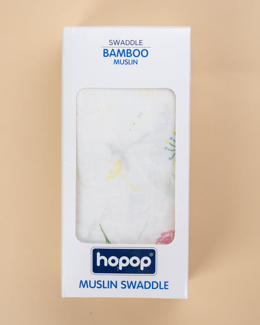 Hopop Cactus Baby Swaddle-100% Organic Cotton Muslin-White-For Infants