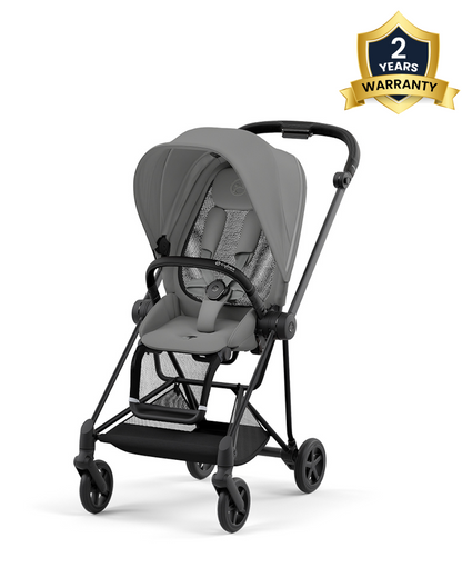 Cybex Mios Lightweight Stroller-Height Adjustable Parent Handle Bar-Reversible & Flat Reclining Seat-One Hand Fold-Travel System Compatible-2 Years Warranty-For 0 to 4Y (Upto 22 Kg)-Matt Black Frame & Mirage Grey