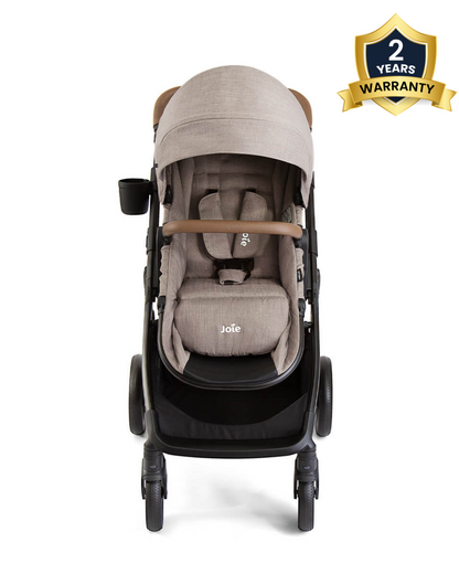 Joie Ginger Baby Stroller-Converts into Pramette (Carry Cot)-Height Adjustable & Parent Handle Bar-Reversible & Flat Reclining Seat-2 Years Warranty-Pram For 0 to 4Y (Upto 22 Kg)-Mocha