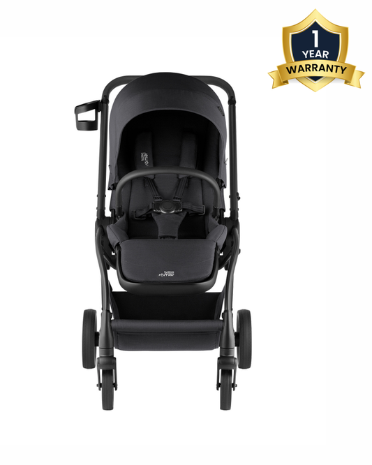 Britax Rio Lightweight Stroller-Height Adjustable Parent Handle Bar-Reversible & Flat Reclining Seat-One Hand Fold-Includes Cup Holder, Car Seat & Carry Cot Adapters-For 0 to 4Y (Upto 22Kg)-Carbon Black