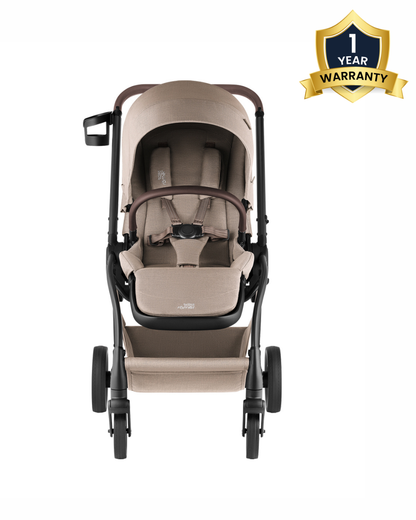 Britax Rio Lightweight Stroller-Height Adjustable Parent Handle Bar-Reversible & Flat Reclining Seat-One Hand Fold-Includes Cup Holder, Car Seat & Carry Cot Adapters-For 0 to 4Y (Upto 22Kg)-Teak