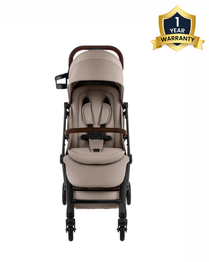 Britax Flylite Cabin Friendly Stroller-Extra Large Extendable Canopy-One Hand Fold-Flat Reclining Seat-Includes Carry Bag & Cup Holder-For 0 to 4Y (Upto 22Kg)-Teak