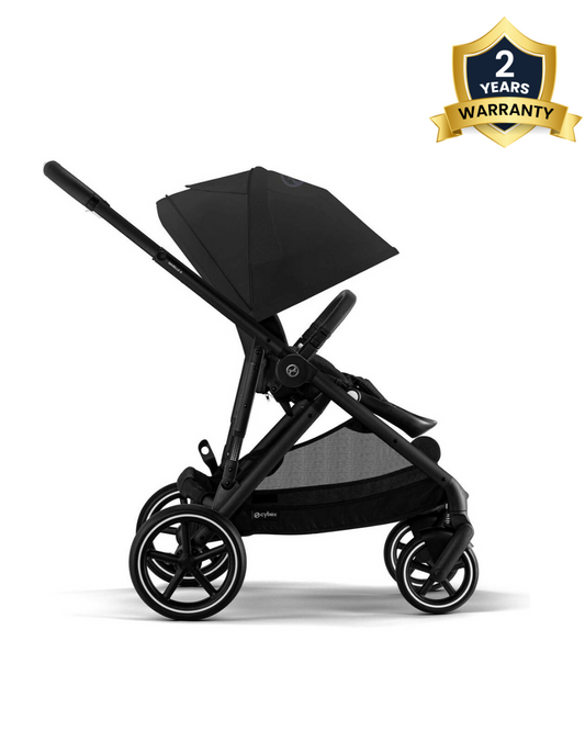 Cybex Gazelle S Stroller-Converts to Double Stroller-Height Adjustable Parent Handle Bar-Reversible & Flat Reclining Seat-With Free Extra Storage Basket-2 Years Warranty-For 0 to 4Y (Upto 22 Kg)-Black Frame & Moon Black Seat