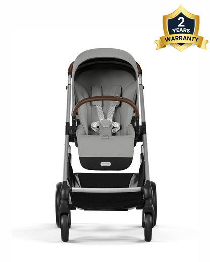 Cybex Balios S Lux Stroller-With Advanced Suspension-Height Adjustable Parent Handle Bar-Reversible & Flat Reclining Seat-One Hand Fold-2 Years Warranty-For 0 to 4Y (Upto 22 Kg)-Silver Frame & Stone Grey Seat