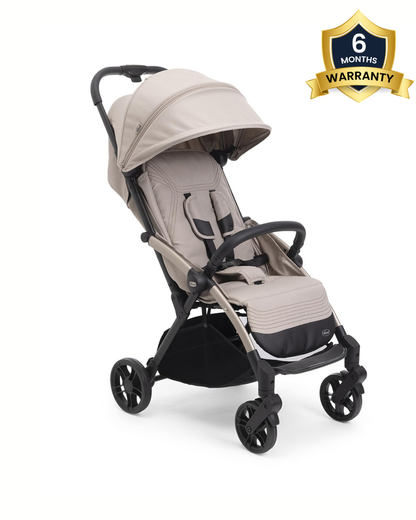 Chicco Goody XPlus Lightweight Stroller-One Hand Fold-Flat Reclining Seat-Big Shock Absorber Wheels-6 Months Warranty-For 0 to 4Y (Upto 22 Kg)-Sandshell