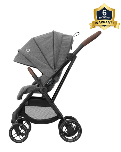 Maxi Cosi Leona 2 Baby Stroller-Height Adjustable Backrest, Reversible & Flat Reclining Seat-One Hand Fold-Travel System Compatible-6 Months Warranty-For 0 to 4Y (Upto 22 Kg)-Select Grey