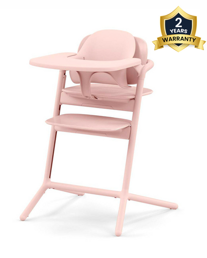 Cybex Lemo 3 in 1 High Chair-With Baby Set & Tray-Individual Height and Depth Adjustment of Seat & Footrest-Anti Tip Rear Wheels for Easy Movement-2 Years Warranty-For 6M to 99Y (Upto 120 Kg)-Pearl Pink
