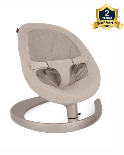 Nuna Leaf Grow Baby Bouncer-Organic Jersey Knit Cotton Insert-3 Ergonomic Recline Positions-With Toy Bar-2 Years Warranty-For Infants-Chateau