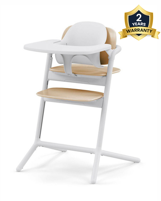 Cybex Lemo 3 in 1 High Chair-With Baby Set & Tray-Individual Height & Depth Adjustment of Seat & Footrest-Anti Tip Rear Wheels for Easy Movement-2 Years Warranty-For 6M to 99Y (Upto 120 Kg)-Sand White