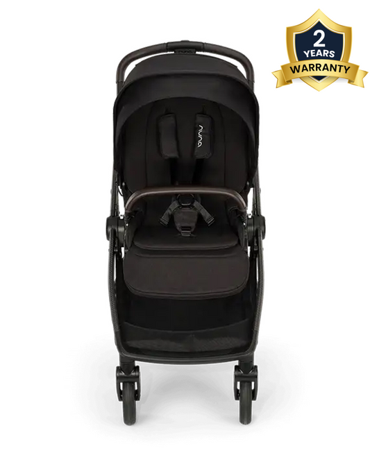 Nuna Swiv Baby Stroller-With All Wheel 360 Degree Rotation-3 Positions Adjustable Parent Handle Bar-One Hand Fold-Travel System Compatible-Includes Rain Cover, Travel bag, Cup Holder & Post Adaptors-2 Years Warranty-For 0 to 4Y (Upto 22 Kg)-Caviar