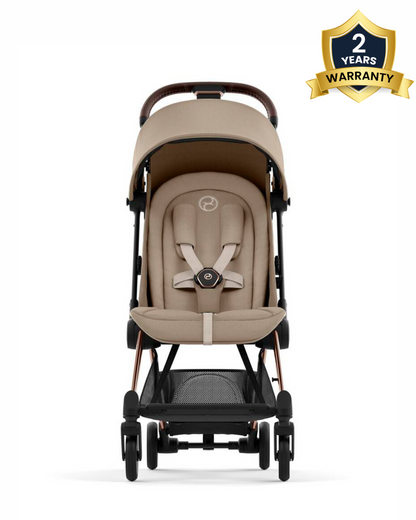 Cybex Coya Cabin Friendly Stroller & Cloud T i-Size Plus Car Seat Travel System-Includes Adapters-Rose Gold Frame & Cozy Beige