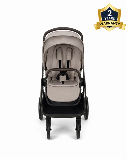 Nuna TRIV LX Baby Stroller-With Cup Holder-2025 Edition-All Terrain Big Rear Wheels-Reversible & Near Flat Reclining Seat-One Hand Fold-2 Years Warranty-For 0 to 4 Years (Upto 22 Kg)-Chateau