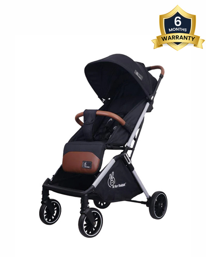 R for Rabbit Street Smart Auto Fold Lightweight Baby Stroller-Mutli Position Recline-One Hand Fold-Pram for 0 to 3Y (Upto 20 Kg)-Pure Black