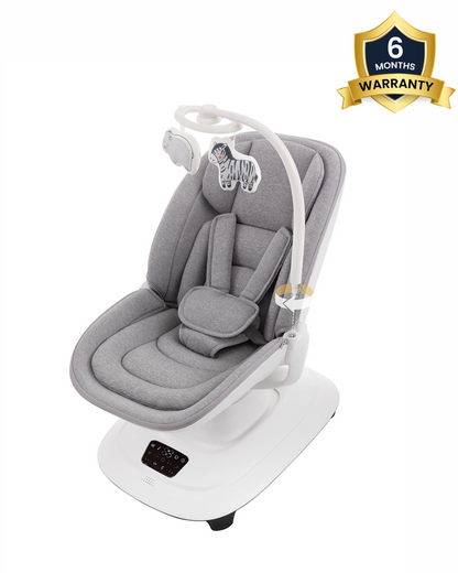 Mastela Deluxe Multi Motion Baby Cradle-Multi Recline Position-5 Point Harness-12 Built In Melodies-For 0 to 36M (Upto 15Kg)-Grey