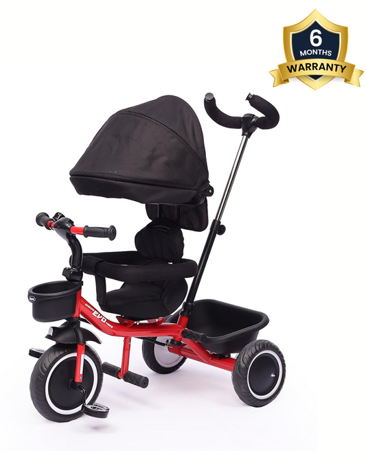 Chicco 4in1 EVO Trike-Height Adjustable Parent Handle Bar-360 Degrees Rotating Seat-Rear & Front Storage Basket-For 2 to 5Y (Upto 50 Kg)-Red