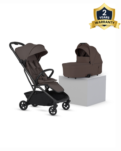 Silver Cross Nia-World's First & Only Cabin Approved Stroller & Carry Cot Travel System-Chocolate