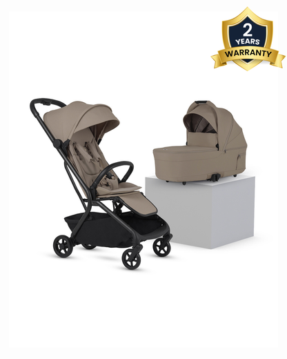 Silver Cross Nia-World's First & Only Cabin Approved Stroller & Carry Cot Travel System-Champagne