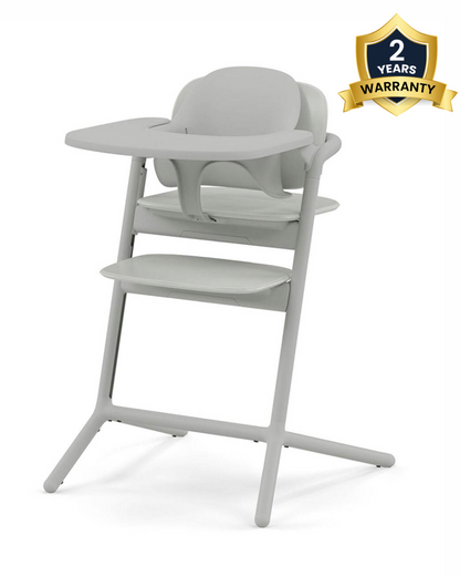 Cybex Lemo 3 in 1 High Chair-With Baby Set & Tray-Individual Height & Depth Adjustment of Seat & Footrest-Anti Tip Rear Wheels for Easy Movement-2 Years Warranty-For 6M to 99Y (Upto 120 Kg)-Suede Grey