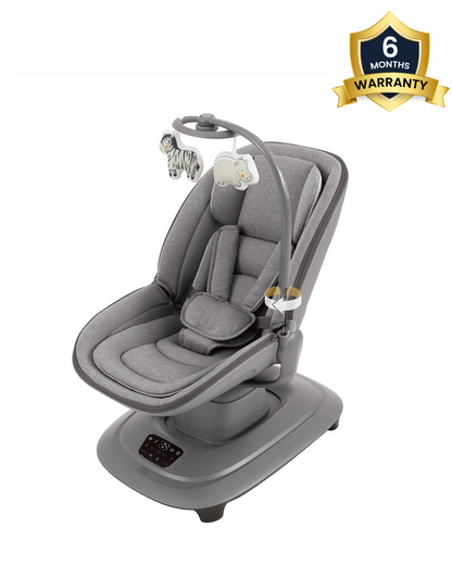 Mastela Deluxe Multi Motion Baby Cradle-Multi Recline Position-5 Point Harness-12 Built In Melodies-For 0 to 36M (Upto 15Kg)-Dark Grey