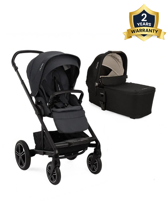 Nuna Mixx Next Stroller & Mixx Next Carry Cot Travel System-With Cup Holder-Ocean & Caviar