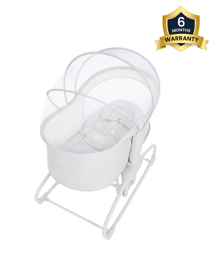 Mastela 4 in 1 Swing & Bassinet-12 Melodies-Adjustable Backrest-5 Points Harness-Breathable Mesh Sides & Soft Headrest-For 0 to 36M (Upto 15 Kg)-White
